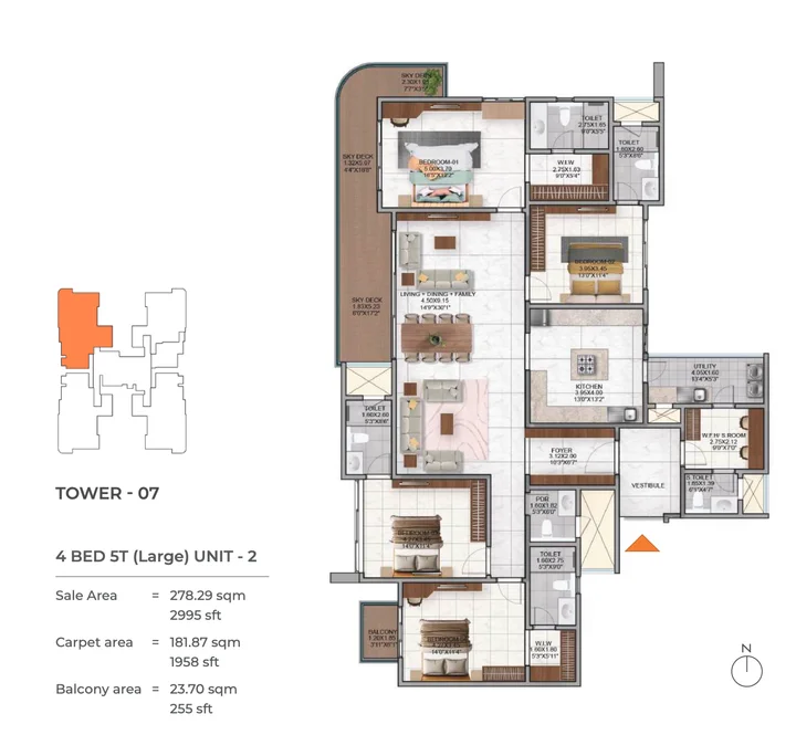 Nambiar District 25 4 BHK 5T large floor plan